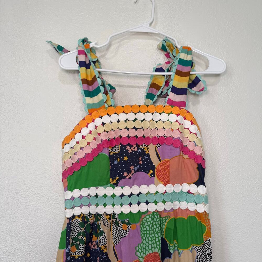 CeliaB Phuket Multicolor Abstract Rainbow Scalloped Midi Dress Artcore Small - Picture 3 of 10